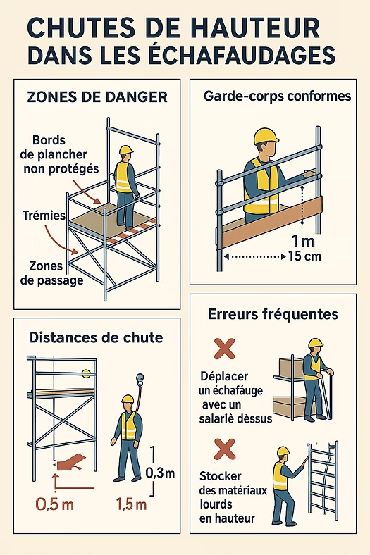 Pédagogie visuelle sécurité en hauteur — schémas et infographies prévention BTP
